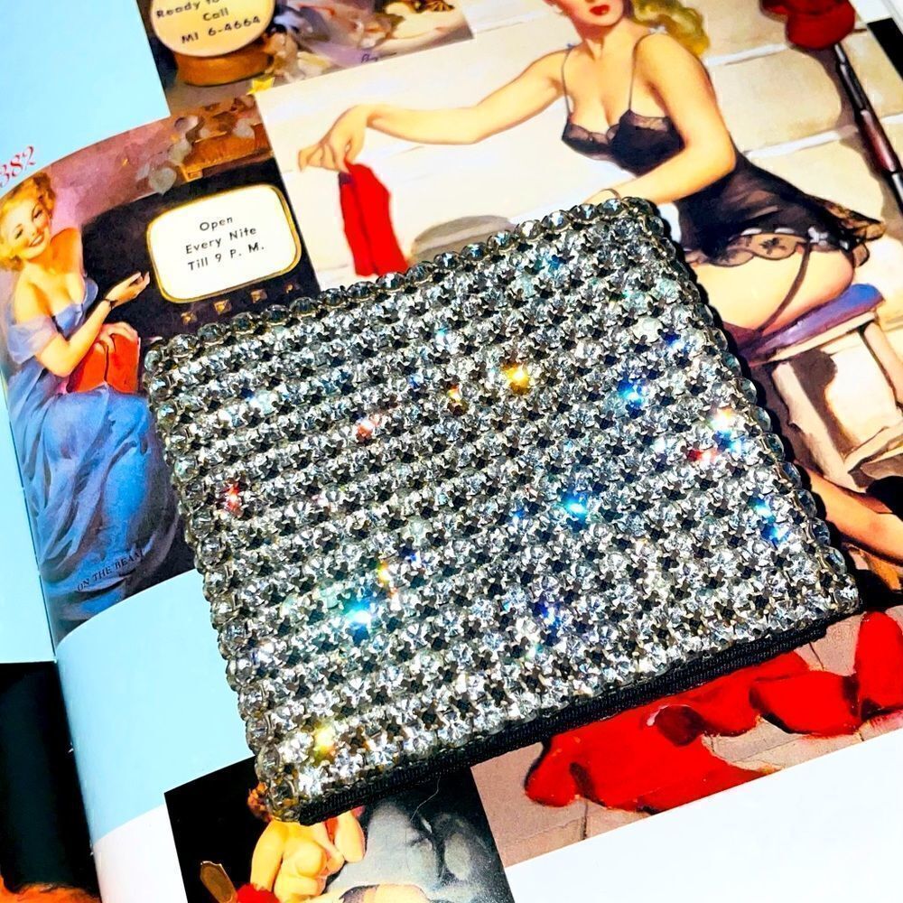 ♥️ VERY RARE 1940/50s Vintage Austrian crystal rhinestone billfold/wallet
